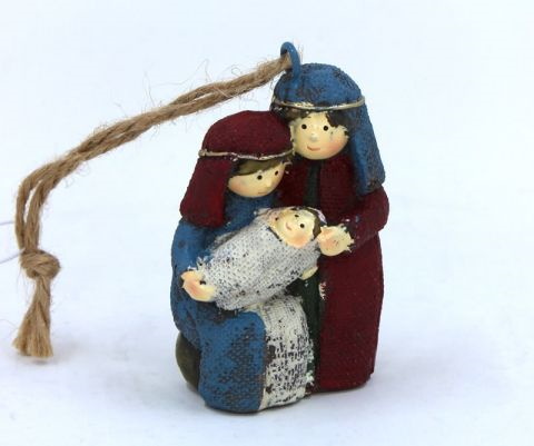 CC - Ornament- Holy Family Blue Red Resin <BR>ʥȡꥹȤܺ߸˾ʡ